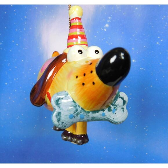 Dog Christmas Ornament Hanging Ceramic Hound Moving Legs Novelty Chunky Animal - Picture 5 of 7